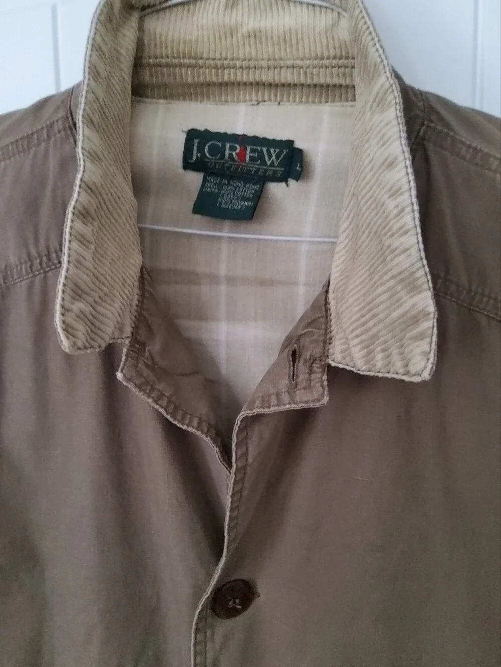 J. Crew Men’s Brown Cotton Field Jacket with Cream Corduroy Collar